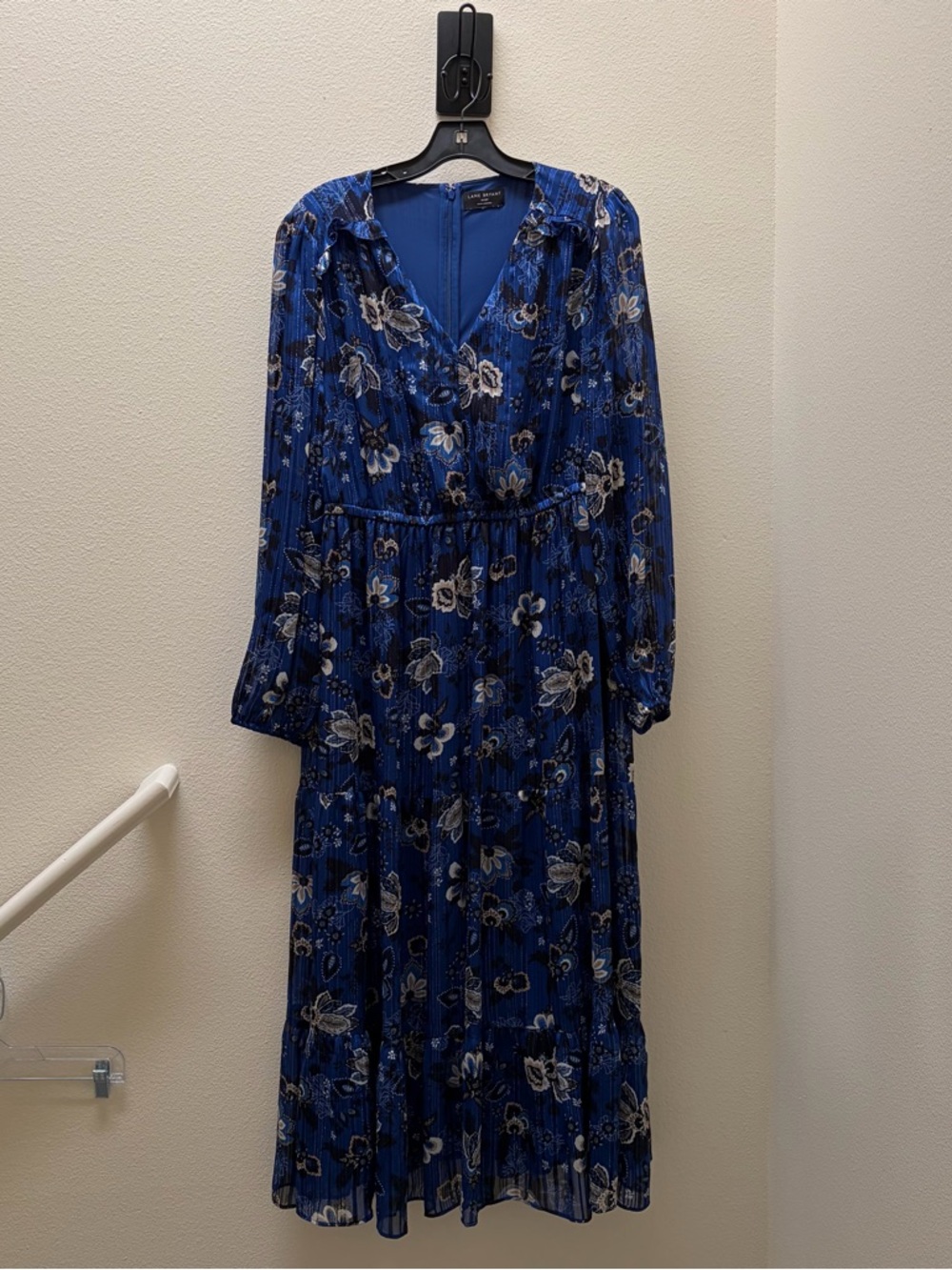 Lane Bryant Blue Floral Sparkle Boho Witchy V-Neck Midi Dress 18/20 P